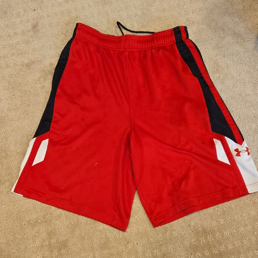 Under Armour Red and Black Men's Athletic Shorts